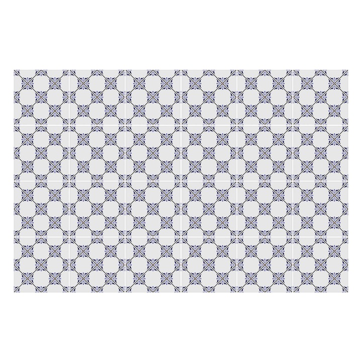 Matrica szett falra vagy csempére, Wallfluent, Geometria a szimmetriában, Fehér, 10x10 cm, 24 darab, Dekorációs, 010140070180000033470