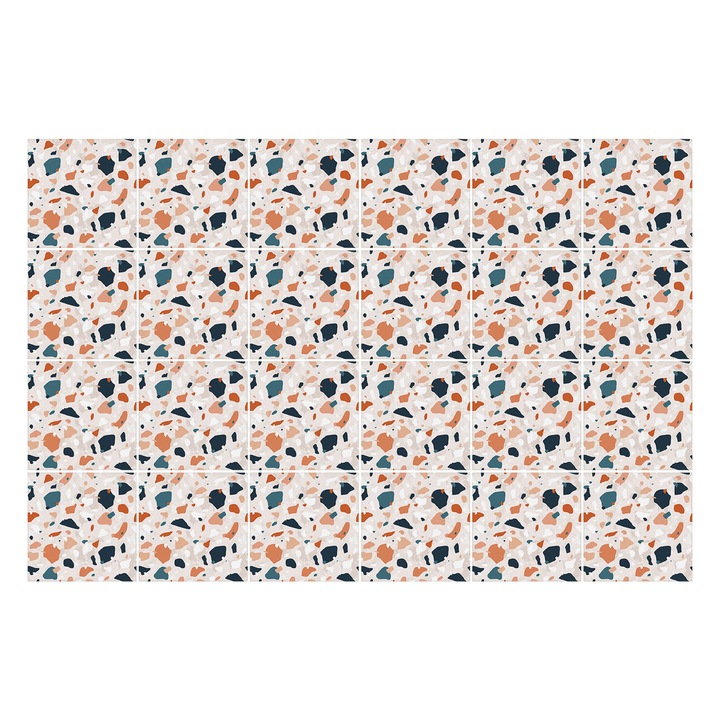 Autocolante gresie si faianta, Wallfluent, Gresie colorata, Cremos, 15x15 cm, 24 bucati, Decorative, 010140070240000033382