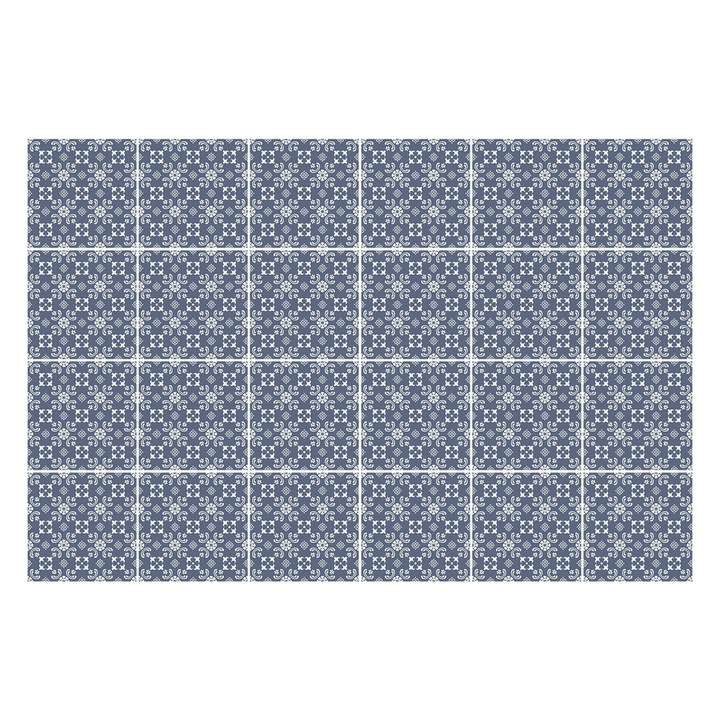 Autocolante gresie, Wallfluent, Motiv floral cu detalii, Bleumarin, 10x10 cm, 24 bucati, Decorative, 010140070180000033552