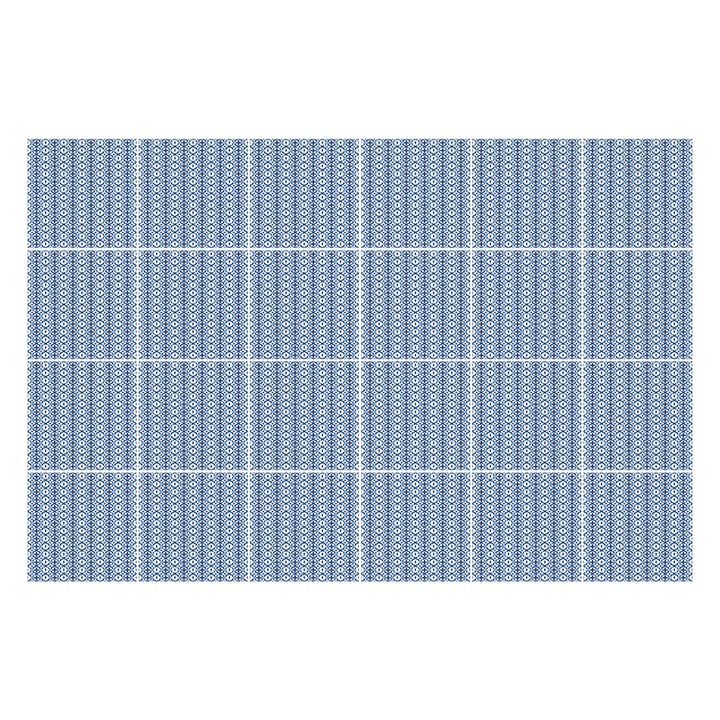 Matrica szett falra vagy csempére, Wallfluent, Geometriai motívumok rácsban, Kék, 10x10 cm, 24 darab, Dekorációs, 010140070180000057204
