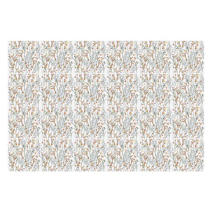 Matrica szett falra vagy csempére, Wallfluent, Finom ágak virágokkal, Fehér, 15x15 cm, 24 darab, Dekorációs, 010140070240000033530