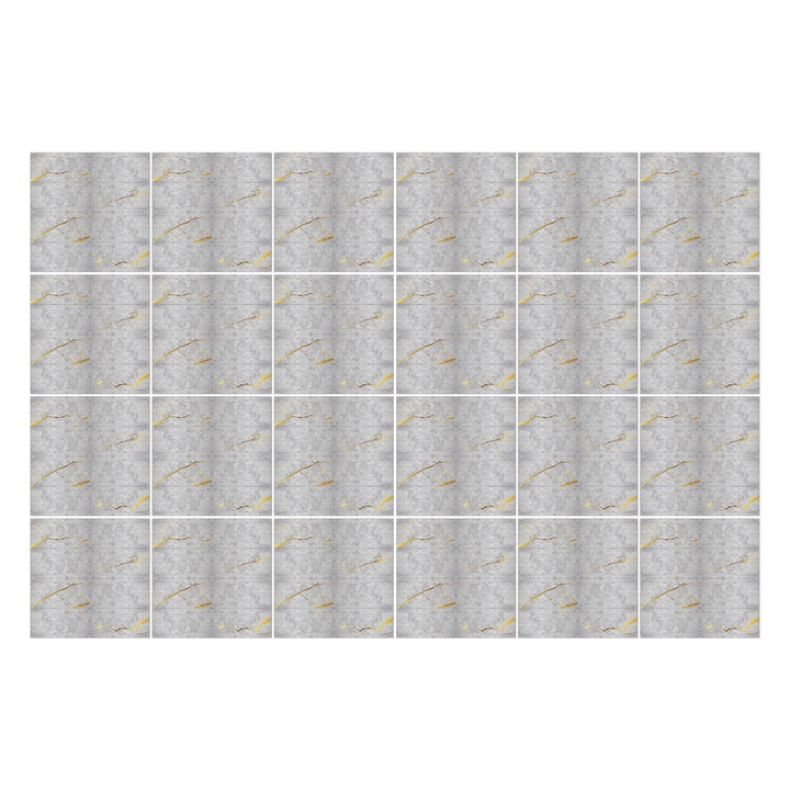 Autocolante pentru gresie, Wallfluent, Linii si forme abstracte, Gri, 10x10 cm, 24 bucati, Decorative, 010140070180000057090