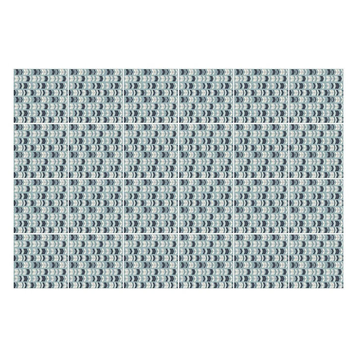 Öntapadós csempe matrica, Wallfluent, Geometriai hullámok a rendszerben, Türkiz, 10x10 cm, 24 darab, Dekorációs, 010140070180000057167