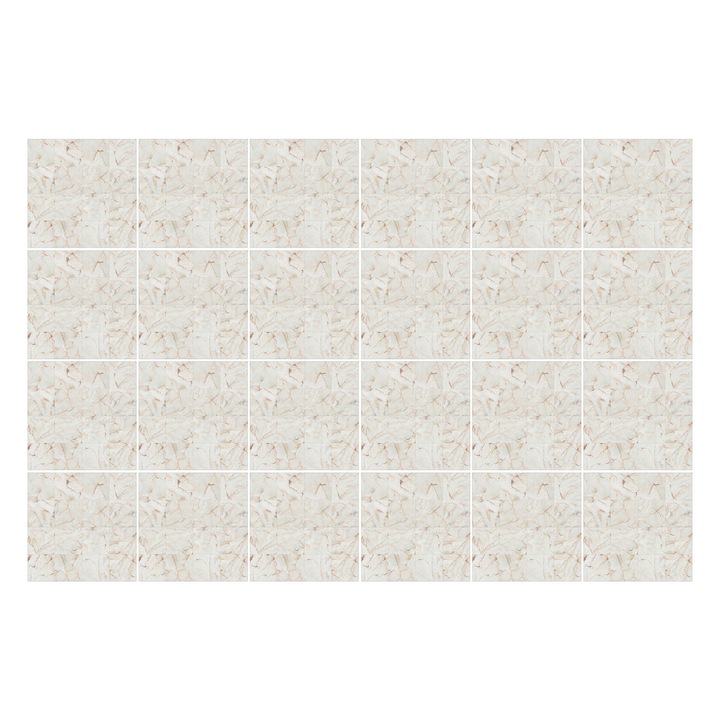 Öntapadós csempe matrica, Wallfluent, Finom levelek szövetben, Krémszín, 20x20 cm, 24 darab, Dekorációs, 010140070290000276173