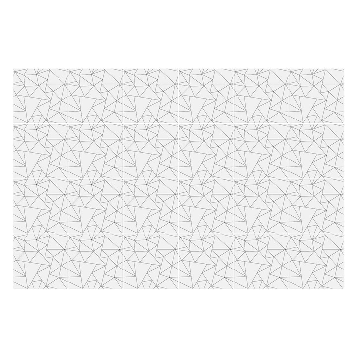 Öntapadós csempe matrica, Wallfluent, Háromszög geometria, Fehér, 15x15 cm, 24 darab, Dekorációs, 010140070240000274970