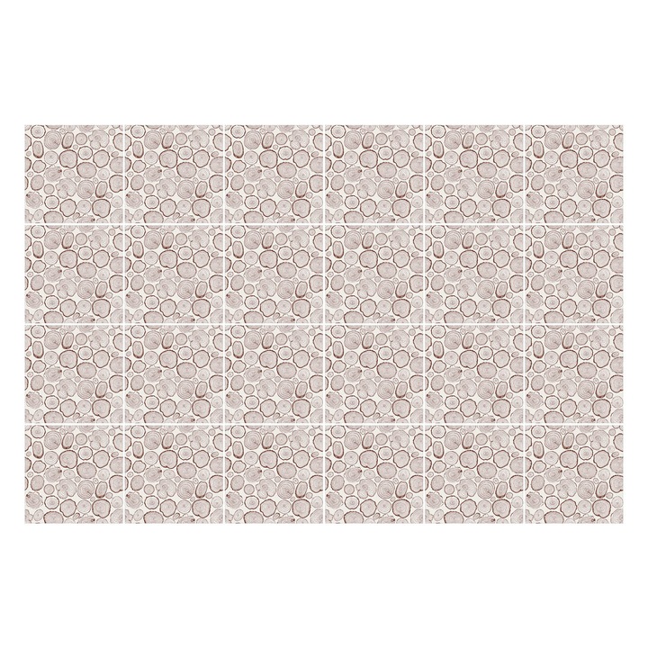 Csempe matrica, Wallfluent, Kis fatörzsek, Bézs, 15x15 cm, 24 darab, Dekorációs, 010140070240000276210