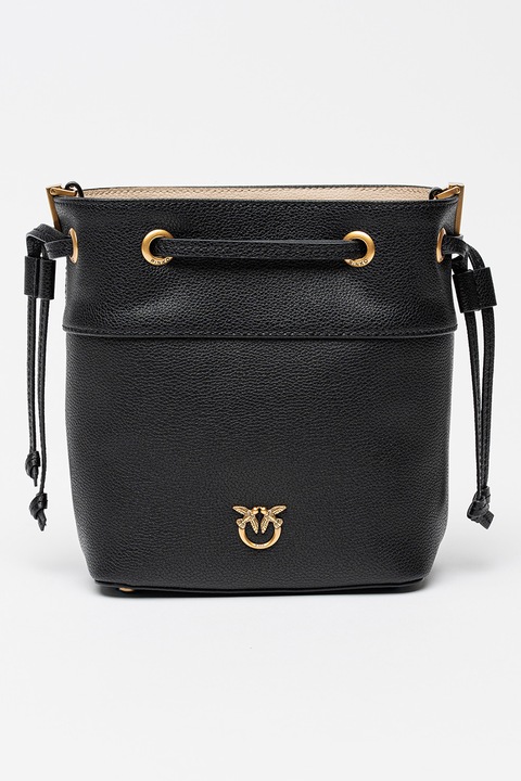 Pinko, Кожена чанта с регулируема презрамка, Черен