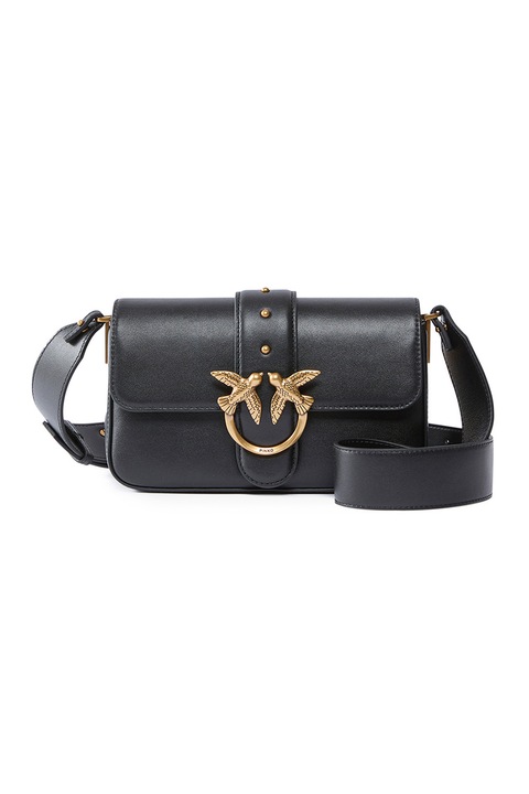 Pinko, Кожена чанта с лого, Черен