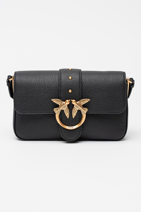 Pinko, Кожена чанта през рамо с лого, Черен