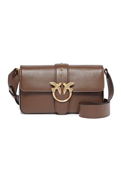 Pinko, Кожена чанта с капаче, Сиво-кафяв