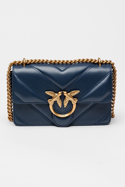 Pinko, Кожена чанта през рамо с капитониран дизайн, Тъмносин