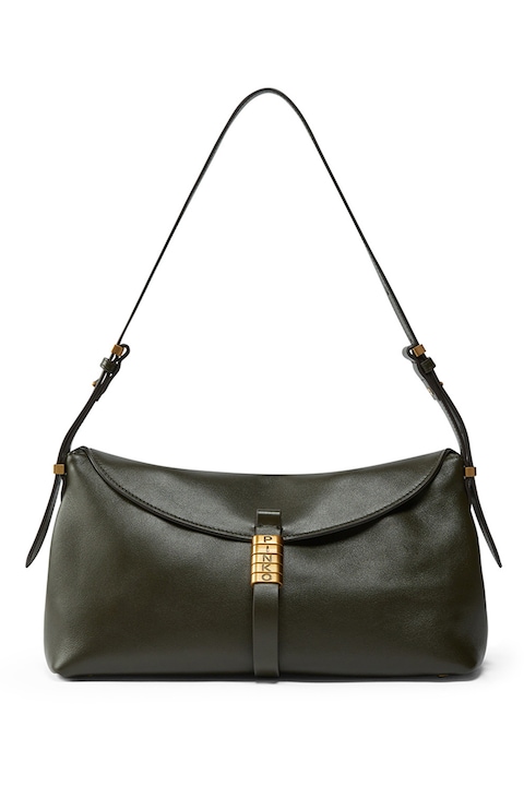 Pinko, Bőr válltáska extra pánttal, Khaki