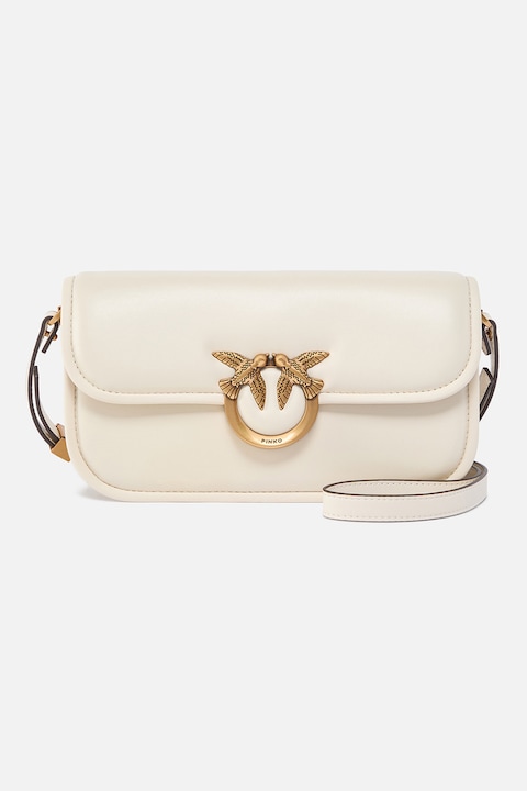 Pinko, Geanta crossbody de piele, Bej