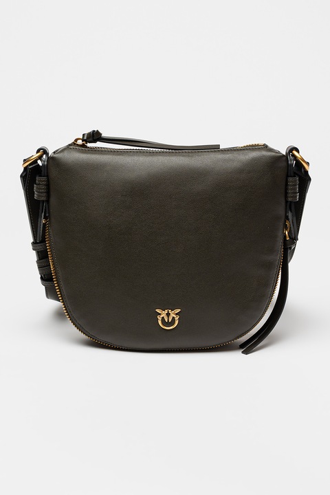 Pinko, Кожена чанта през рамо с регулируема презрамка, Тъмнозелен