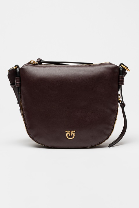 Pinko, Кожена чанта през рамо с регулируема презрамка, Тъмновиолетов