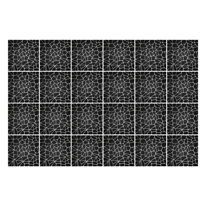 Csempe matrica, Wallfluent, Kő mozaik, Fekete, 10x10 cm, 24 darab, Dekorációs, 010140070180000276199