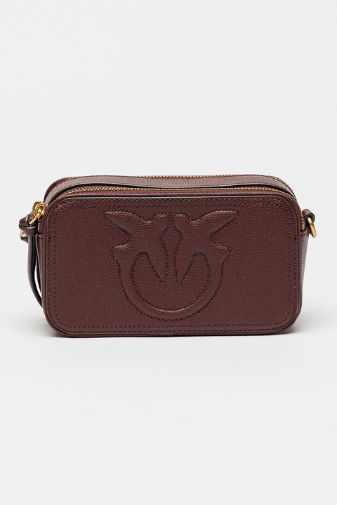 Pinko, Кожена чанта за рамо с 2 отделения, Бордо