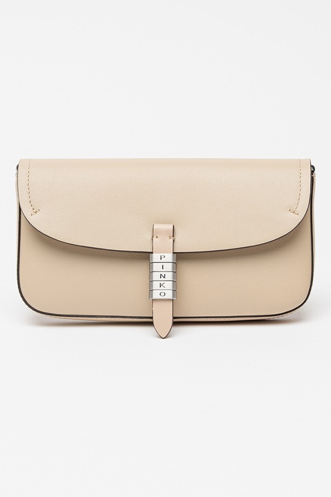 Pinko, Кожена чанта през рамо с отделяща се презрамка, Светло кафяво