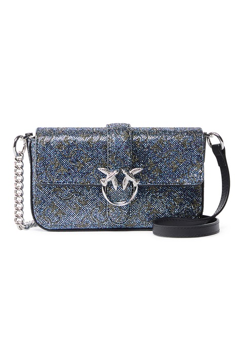 Pinko, Чанта за рамо с декоративни камъни, Златист, Син