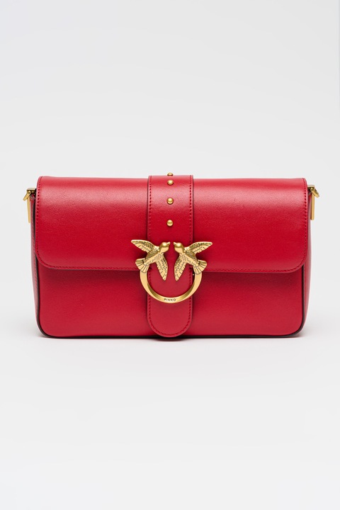 Pinko, Кожена чанта през рамо с капаче, Червен