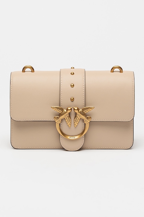 Pinko, Кожена чанта през рамо с презрамка с верижка, Бежов