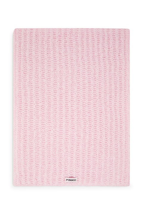 Pinko, Fular din amestec de lana cu logo, Roz pastel
