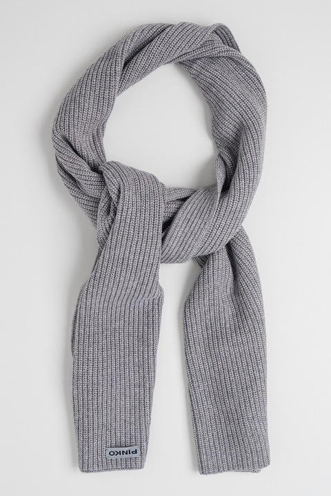 Pinko, Fular tricotat din amestec de lana, Gri melange