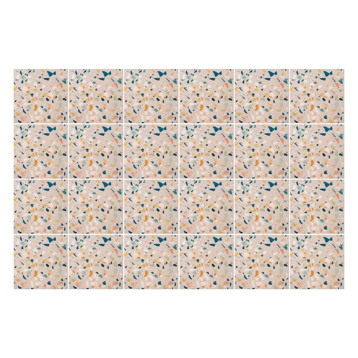 Matrica szett falra vagy csempére, Wallfluent, Finom kőmotívumok, Bézs, 15x15 cm, 24 darab, Dekorációs, 010140070240000283050