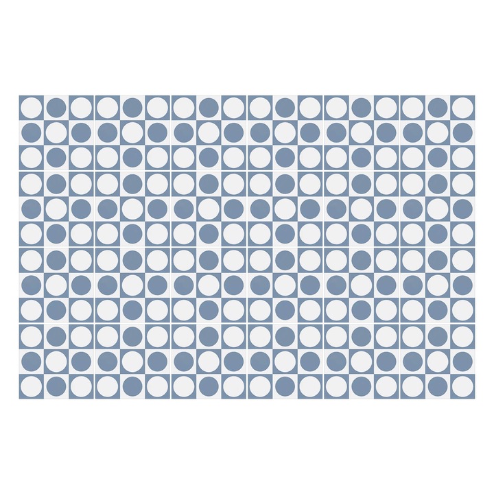 Matrica szett falra vagy csempére, Wallfluent, Kockás körök, Szürke, 15x15 cm, 24 darab, Dekorációs, 010140070240000283019