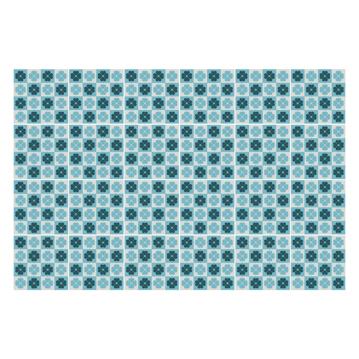 Csempe matrica, Wallfluent, Apró virágok mozaikja, Türkiz, 10x10 cm, 24 darab, Dekorációs, 010140070180000283024