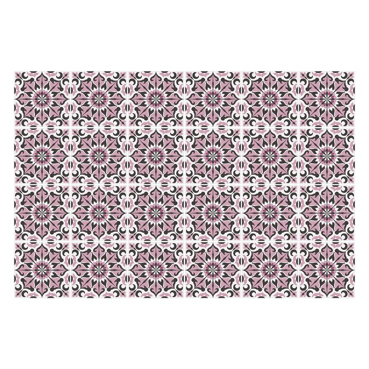 Csempe matrica, Wallfluent, Díszcsempék, Rózsaszín, 15x15 cm, 24 darab, Dekorációs, 010140070240000283122