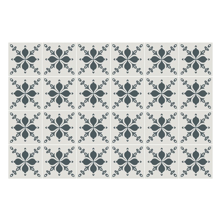 Autocolante gresie, Wallfluent, Motive de layout simple, Gri, 10x10 cm, 24 bucati, Decorative, 010140070180000283091