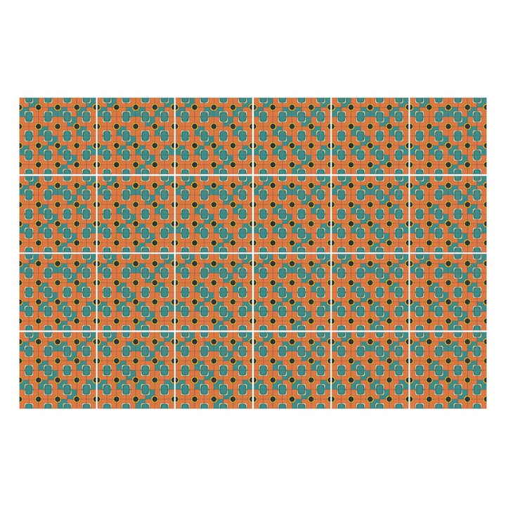 Matrica szett falra vagy csempére, Wallfluent, Retro vintage minta, Narancssárga, 20x20 cm, 24 darab, Dekorációs, 010140070290000283163
