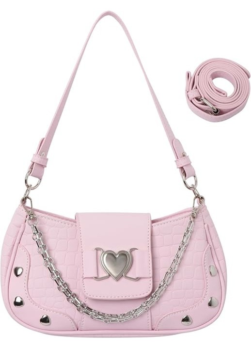 Дамска чанта за рамо, Ретро,ежедневен стил, Y2K, розова