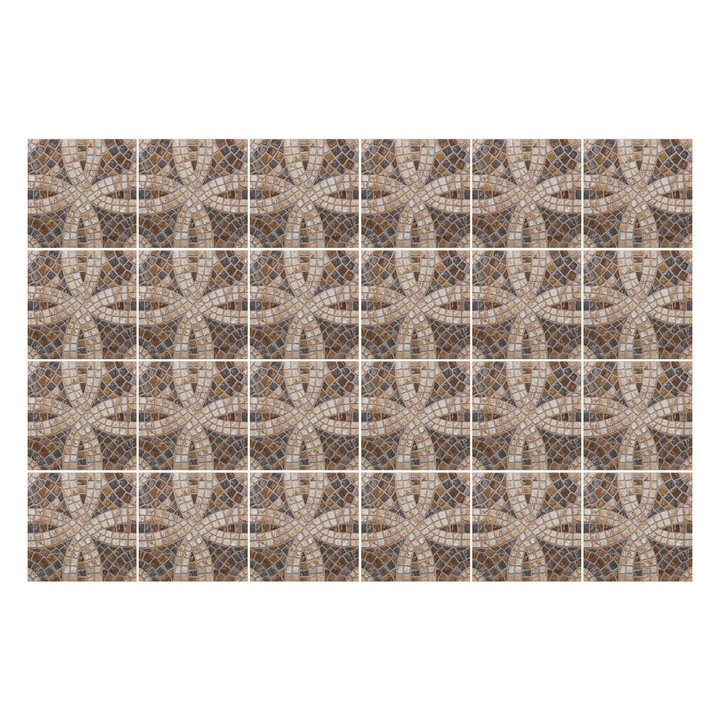 Autocolante gresie si faianta, Wallfluent, Mic mozaic de piatra, Maro, 10x10 cm, 24 bucati, Decorative, 010140070180000283191