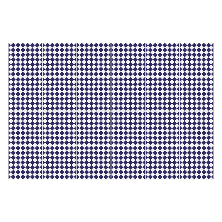 Matrica szett falra vagy csempére, Wallfluent, Gyémánt rácsháló, Tengerészkék, 10x10 cm, 24 darab, Dekorációs, 010140070180000283270