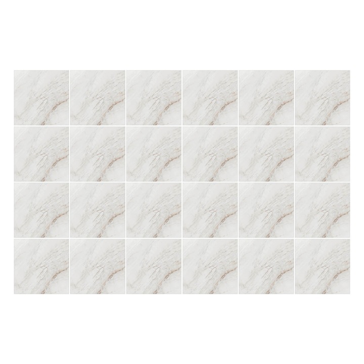 Autocolante pentru gresie, Wallfluent, Marmura naturala, Alb, 15x15 cm, 24 bucati, Decorative, 010140070240000283278