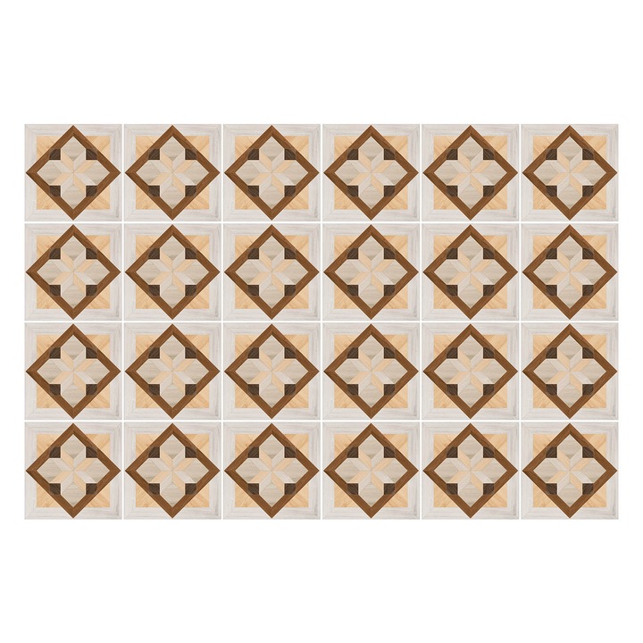 Öntapadós csempe matrica, Wallfluent, Fa csempe, Barna, 15x15 cm, 24 darab, Dekorációs, 010140070240000283195