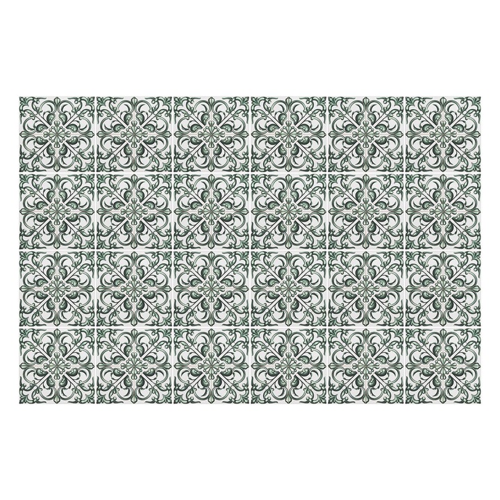 Autocolante gresie, Wallfluent, Ornamente florale intr-o plasa, Verde, 10x10 cm, 24 bucati, Decorative, 010140070180000283081