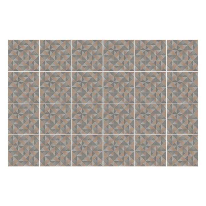Matrica szett falra vagy csempére, Wallfluent, Geometriai háromszögek, Türkiz, 15x15 cm, 24 darab, Dekorációs, 010140070240000283259