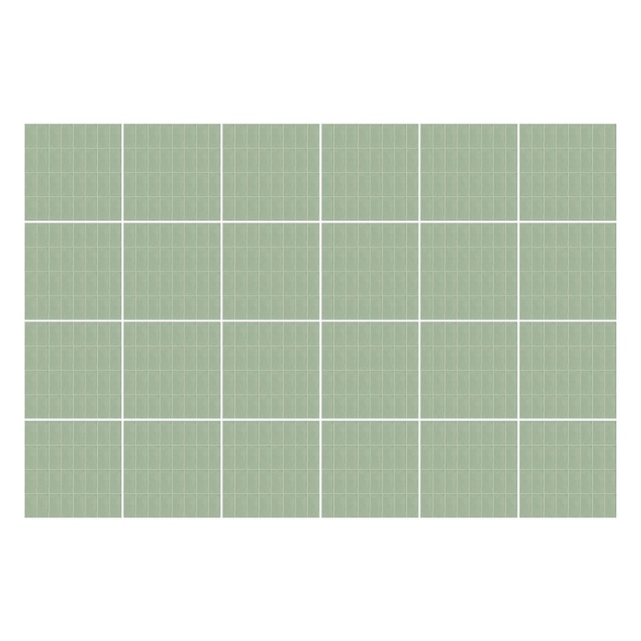 Csempe matrica, Wallfluent, Retro mázas csempék, Zöld, 20x20 cm, 24 darab, Dekorációs, 010140070290000283339