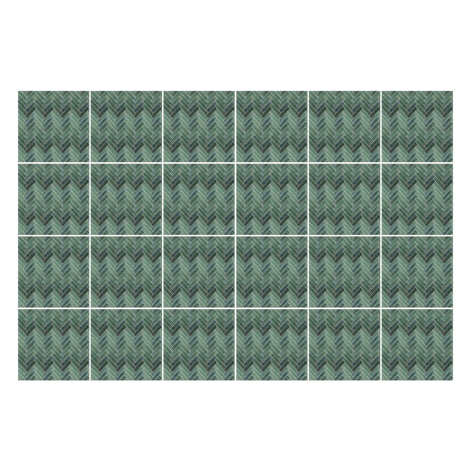 Csempe matrica, Wallfluent, Halszálkás máz, Türkiz, 10x10 cm, 24 darab, Dekorációs, 010140070180000283342