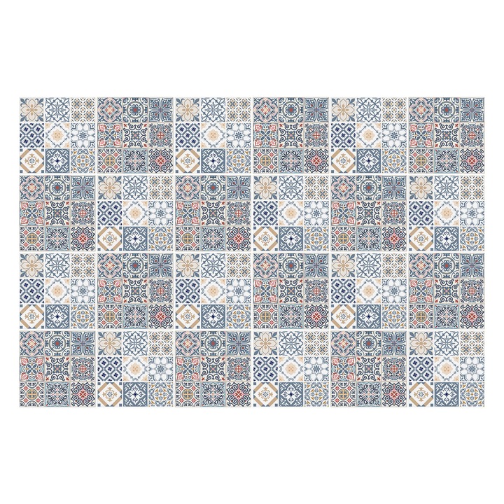 Csempe matrica, Wallfluent, Kis mozaik csempe, Kék, 10x10 cm, 24 darab, Dekorációs, 010140070180000283457