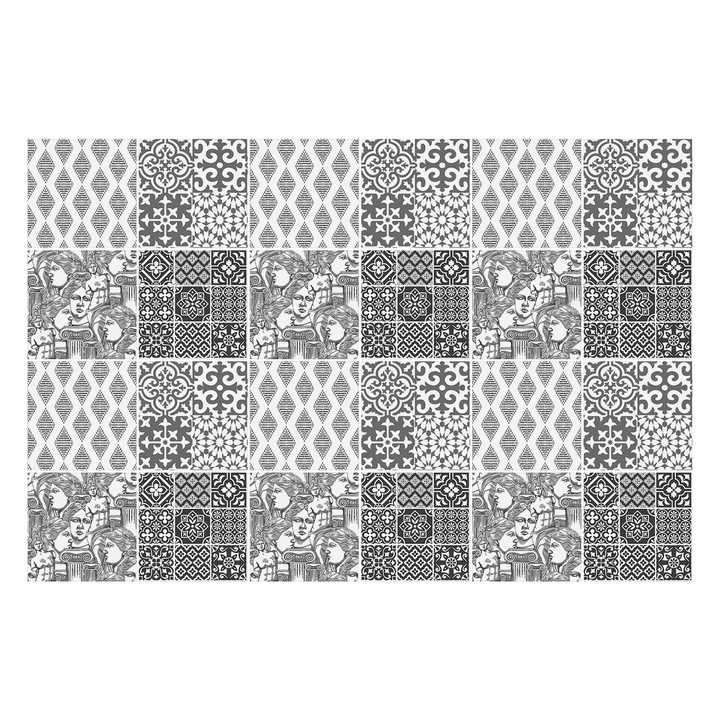 Autocolante gresie, Wallfluent, Design antic, Multicolor, 10x10 cm, 24 bucati, Decorative, 010140070180000283588