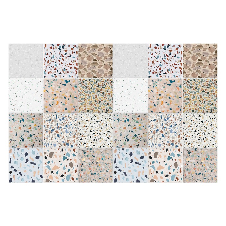 Autocolante pentru gresie, Wallfluent, Amestecul de pietre zdrobite, Bej, 10x10 cm, 24 bucati, Decorative, 010140070180000283790