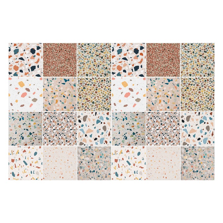 Autocolante gresie si faianta, Wallfluent, Colectia de pietre zdrobite, Bej, 10x10 cm, 24 bucati, Decorative, 010140070180000283788