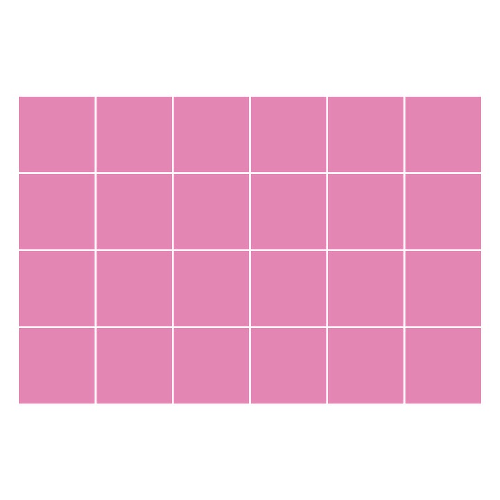 Matrica szett falra vagy csempére, Wallfluent, Pasztell rózsaszín színű, 10x10 cm, 24 darab, Dekorációs, 0101400701800ccf395c7