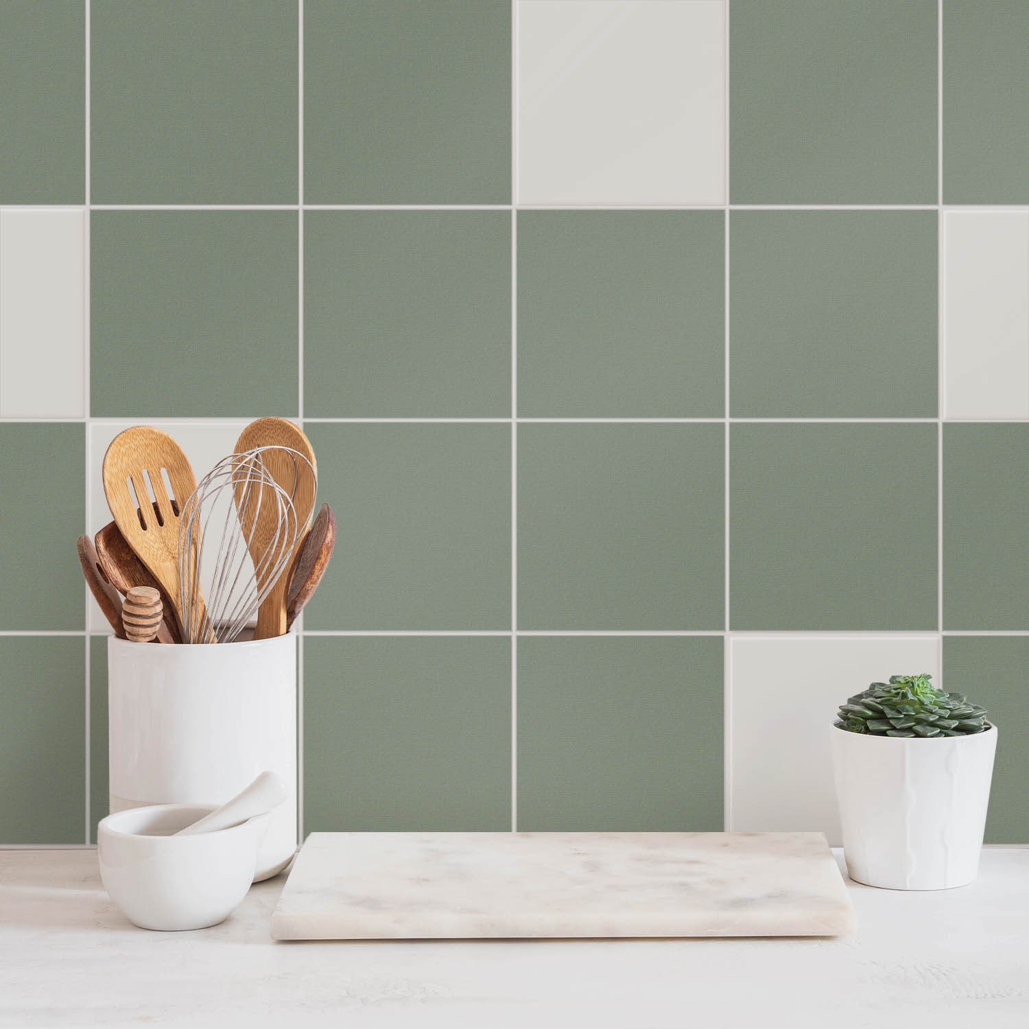 Autocolante gresie si faianta, Wallfluent, Culoare masline, Verde