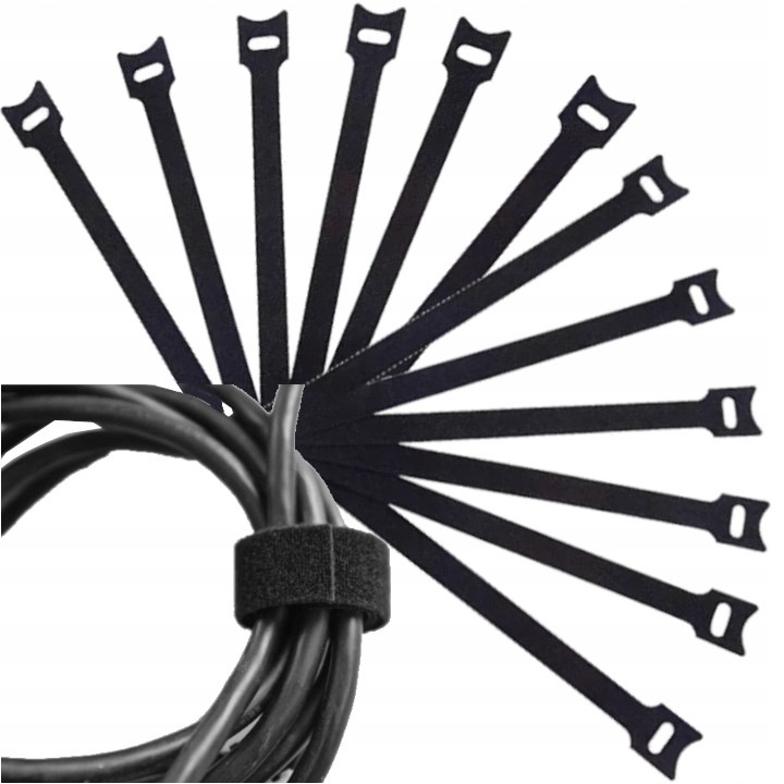 Organizator pentru cabluri, Mona, 30 buc, 1,2x12cm, neagra