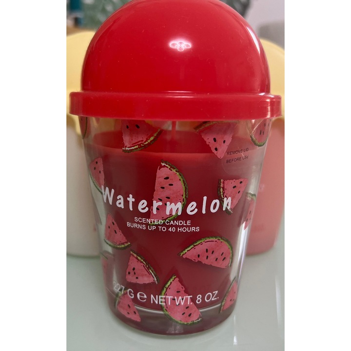 Ароматна свещ диня – стъклена чаша, устойчива на топлина, със силиконов капак